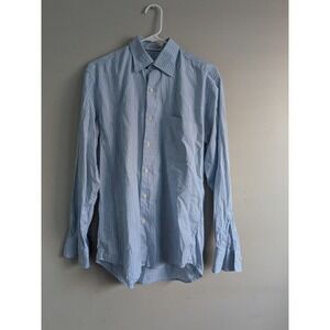 Peter Millar Mens Gingham Button Down Shirt Long Sleeve Blue White Size M